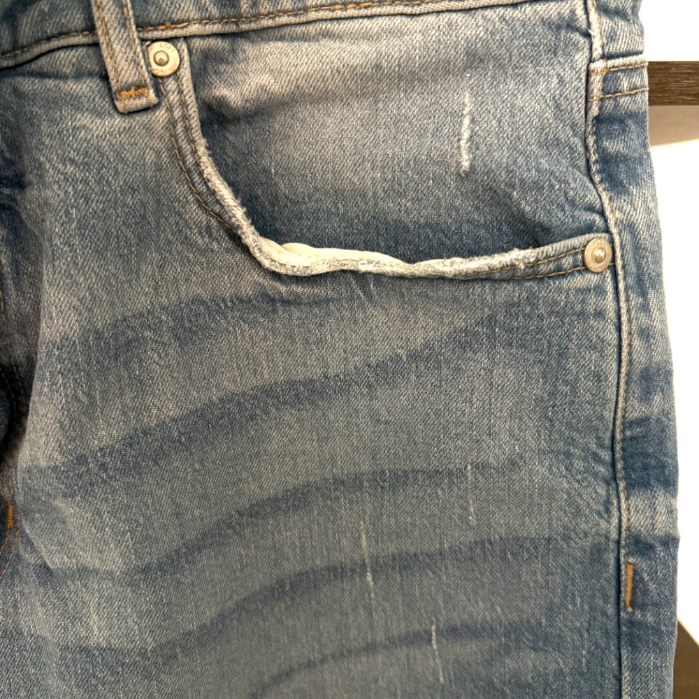 Loft High Rise Straight Cropped Jeans Raw Hem, Size 12/31 - Picture 8 of 12